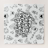 Puzzle Heureuse Sainte-Valentin avec texte noir et art mi (Horizontal)