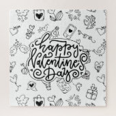 Puzzle Heureuse Sainte-Valentin avec texte noir et art mi (Vertical)