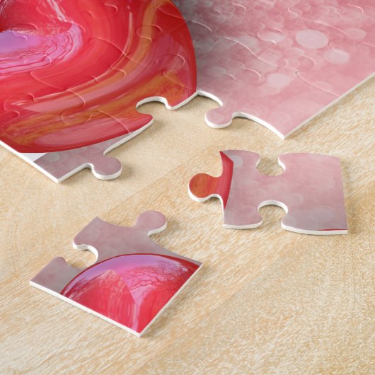 Puzzle Heureuse Sainte-Valentin Red 3D Hearts Parties sci (Côté)