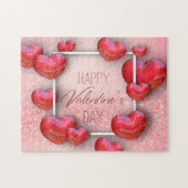 Puzzle Heureuse Sainte-Valentin Red 3D Hearts Parties sci (Horizontal)