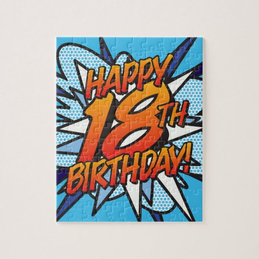 Puzzle HEUREUX 18E ANNIVERSAIRE Fun Retro Comic Book (Vertical)