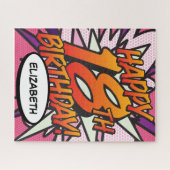 Puzzle HEUREUX 18E ANNIVERSAIRE Fun Retro Comic Book Rose (Horizontal)