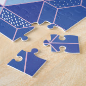 Puzzle Hexagons, triangles : motif abstrait géométrique. (Côté)