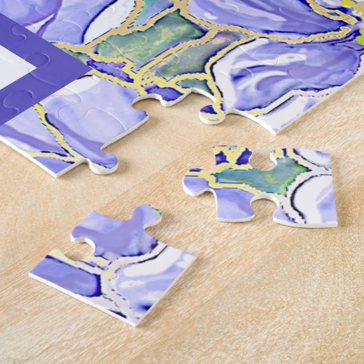 Puzzle Hibiscus & dentelle BLEU (Côté)