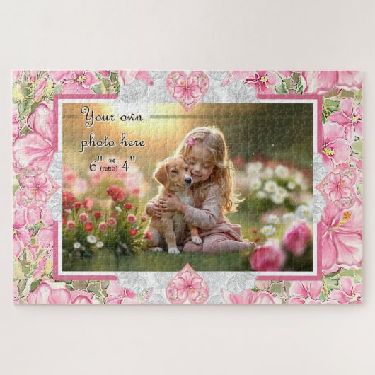 Puzzle Hibiscus & dentelle PINK (Horizontal)