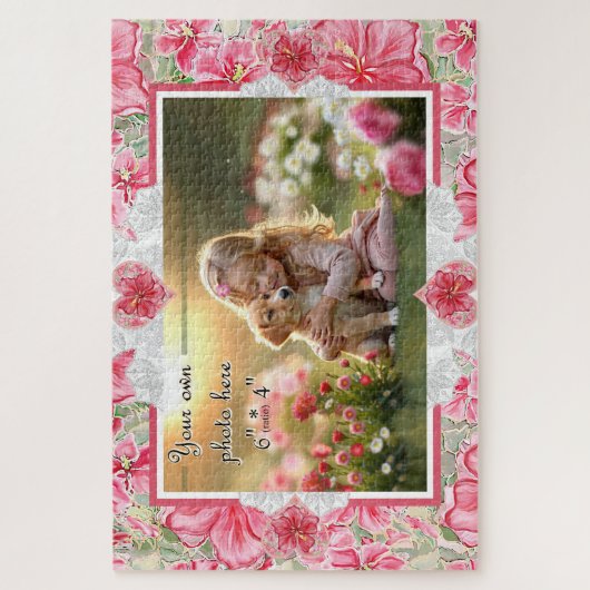 Puzzle Hibiscus & dentelle RED (Vertical)