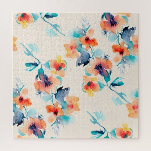 Puzzle Hibiscus Flowers : Motif d'illustration aquarelle (Vertical)