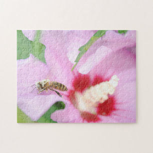 Puzzle Hibiscus Rose Fleur Et Abeille De Miel Beau Mignon