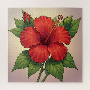 Puzzle Hibiscus Rouge Tropical Audacieux