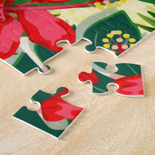 Puzzle Hibiscus tropical coloré rouge et vert (Côté)