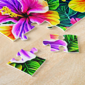 Puzzle Hibiscus tropicaux Fleurs et Feuilles de la jungle (Côté)