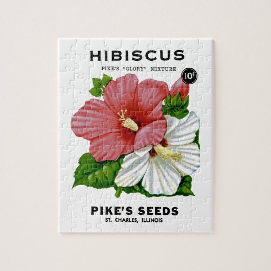 Puzzle Hibiscus Vintage Seed Packet (Vertical)