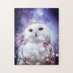 Puzzle Hibou Blanc de la Galaxie Mystique Majestueuse