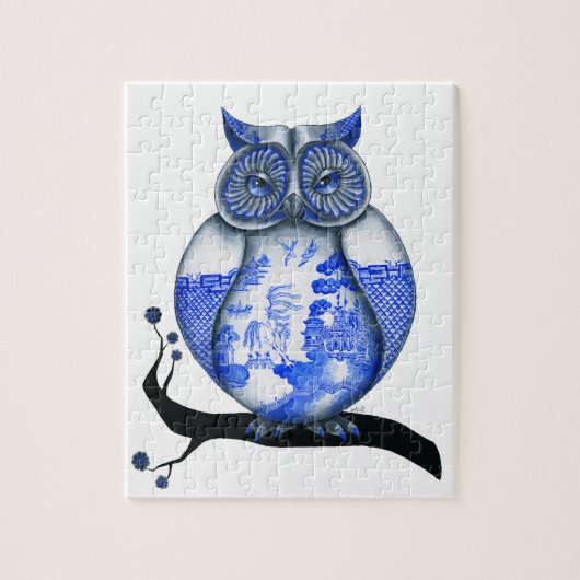 Puzzle Hibou bleu de saule (Vertical)