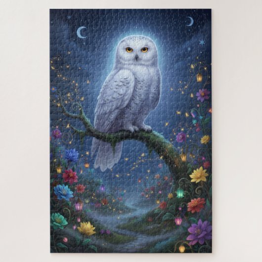 Puzzle Hibou dans un jardin nocturne (Vertical)