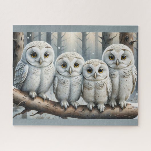 Puzzle hibou de Noël neige d'hiver (Horizontal)