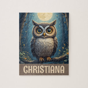 Puzzle Hibou de nuit fantaisiste mignon personnalisé