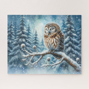 Puzzle Hibou des bois Forêt hivernale sereine Faune sauva