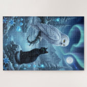 Puzzle Hibou et chat la nuit (Horizontal)