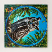 Puzzle Hibou grand gris coloré Oiseau (Horizontal)