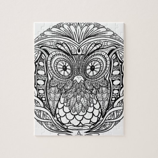 Puzzle Hibou noué de mandala noir et blanc (Vertical)