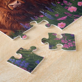 Puzzle Highland Cow Calf Scottish Castle Sunset (Côté)