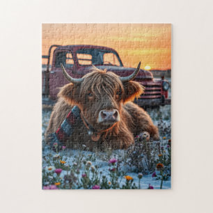 Puzzle Highland Cow Country Christmas
