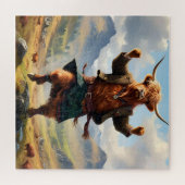 Puzzle Highland Cow Dansant Le Highland Fling, (Horizontal)