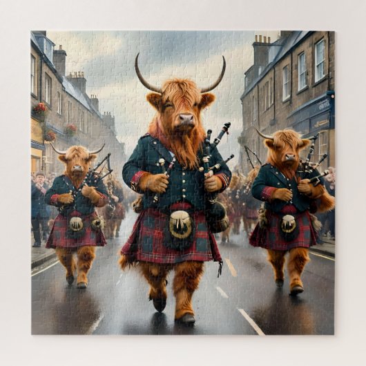 Puzzle Highland Harmony : Bagpipe Highland Cow Band (Vertical)