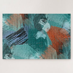 Puzzle Hip Turquoise Blue Mint Green Orange Brushstrokies