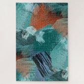Puzzle Hip Turquoise Blue Mint Green Orange Brushstrokies (Vertical)