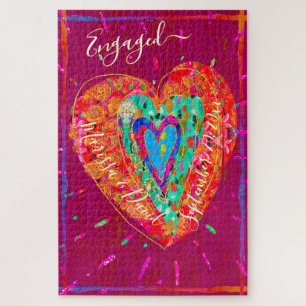 Puzzle Hippie Rétro Coeur Turquoise Rose Engagé