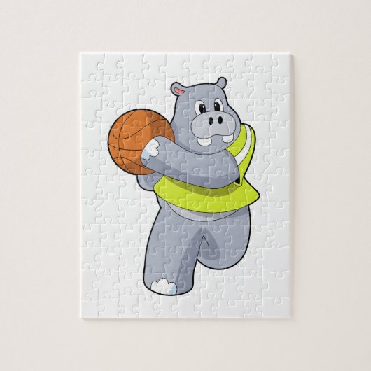 Puzzle Hippo as basketball player with basketball.PNG (Vertical)