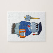 Puzzle Hippo comme professeur avec livre (Horizontal)