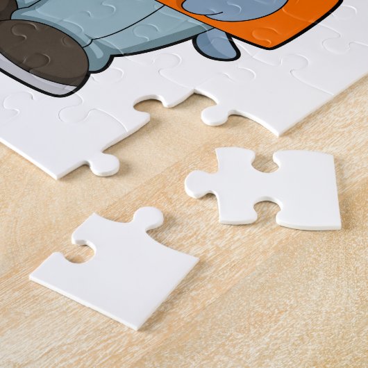 Puzzle Hippo comme professeur avec livre (Côté)