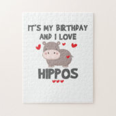 Puzzle Hippo Lover C'est mon anniversaire et j'aime les h (Vertical)