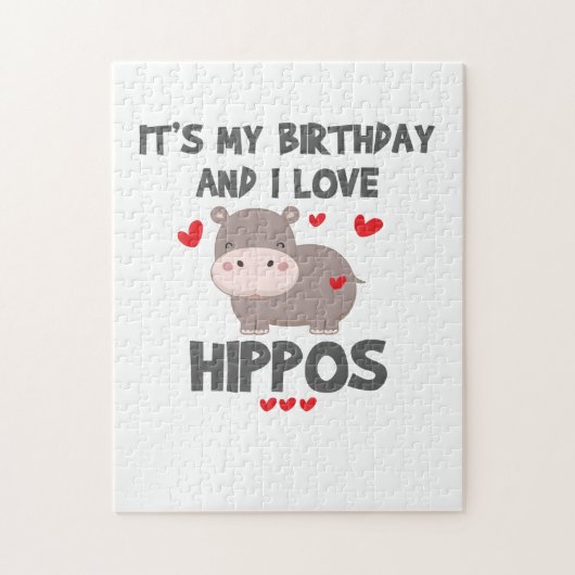 Puzzle Hippo Lover C'est mon anniversaire et j'aime les h (Vertical)