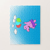 Puzzle Hippo Rose Volant Avec Ballons mignon Bébé animal (Vertical)