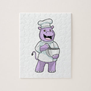 Puzzle Hippopotame en chef avec bol