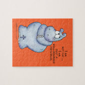 Puzzle Hippopotame Hippo-Bleu bien arrondi (Horizontal)
