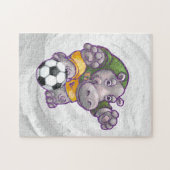 Puzzle Hippopotame jouant au football (Horizontal)