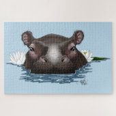 Puzzle Hippopotame Lotus Blanc Bleu (Horizontal)