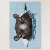 Puzzle Hippopotame Lotus Blanc Bleu (Vertical)