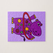 Puzzle Hippopotame pourpre drôle jouant le cercle de (Horizontal)