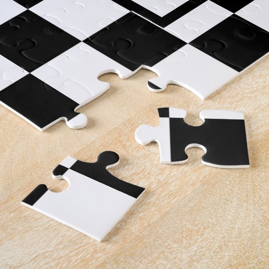 Puzzle Hipster Bear sur B&W Checkerboard, personnalisée (Côté)