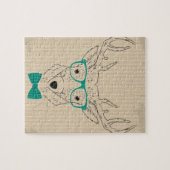 Puzzle Hipster Reindeer Elk avec des lunettes grungy Noël (Horizontal)