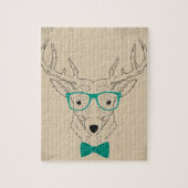 Puzzle Hipster Reindeer Elk avec des lunettes grungy Noël (Vertical)