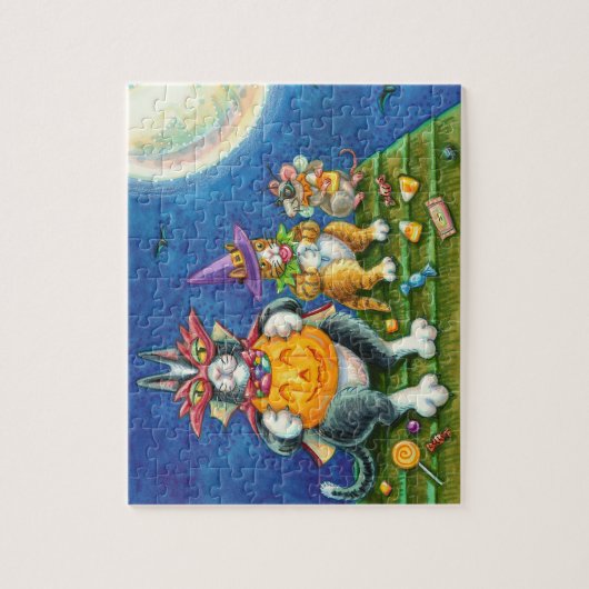 PUZZLE HISS N'FITZ CHATS, TRICK OU TRAITER FUNNY HALLOWEE (Vertical)