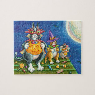 PUZZLE HISS N'FITZ CHATS, TRICK OU TRAITER FUNNY HALLOWEE