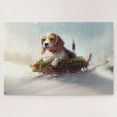 Puzzle hiver de neige de Noël beagle (Horizontal)